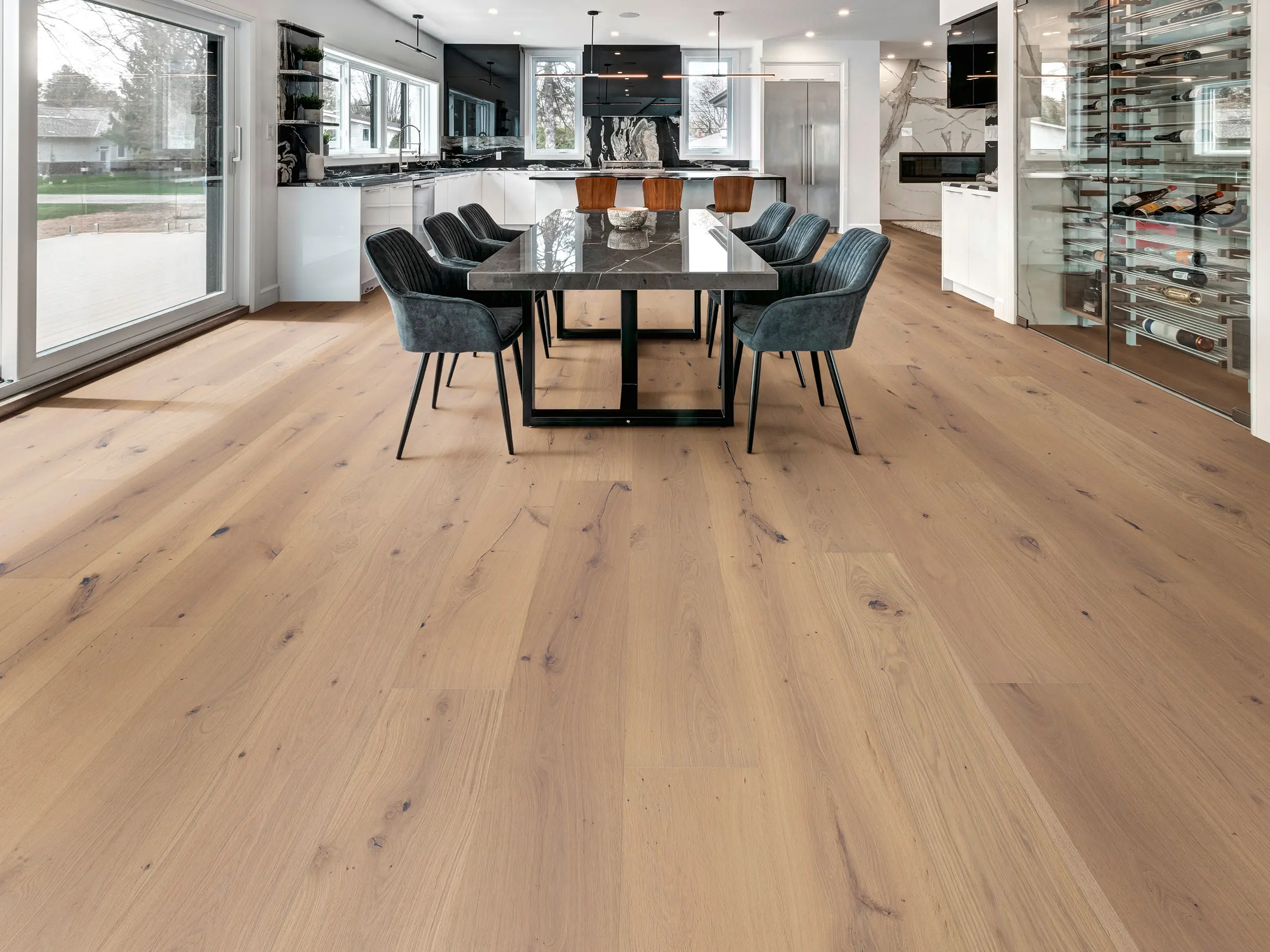 Landhausdiele Eiche Parkett weiß geölt lebhaft Woodbase Davos – Bild 2