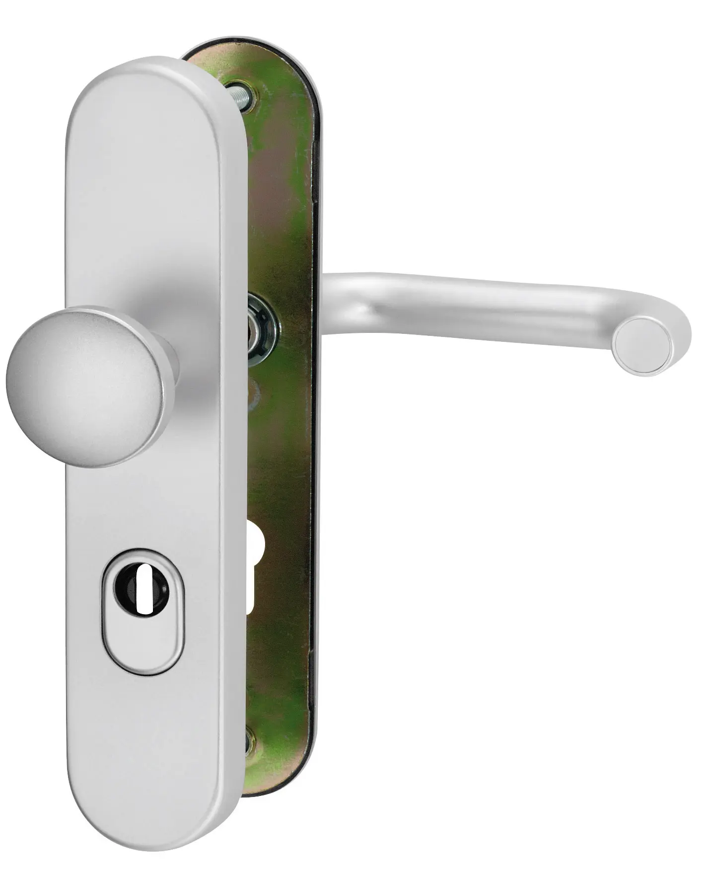 Sicherheitsbeschlag Titan Alu-Silber Knopf/Drücker mit Kernziehschutz