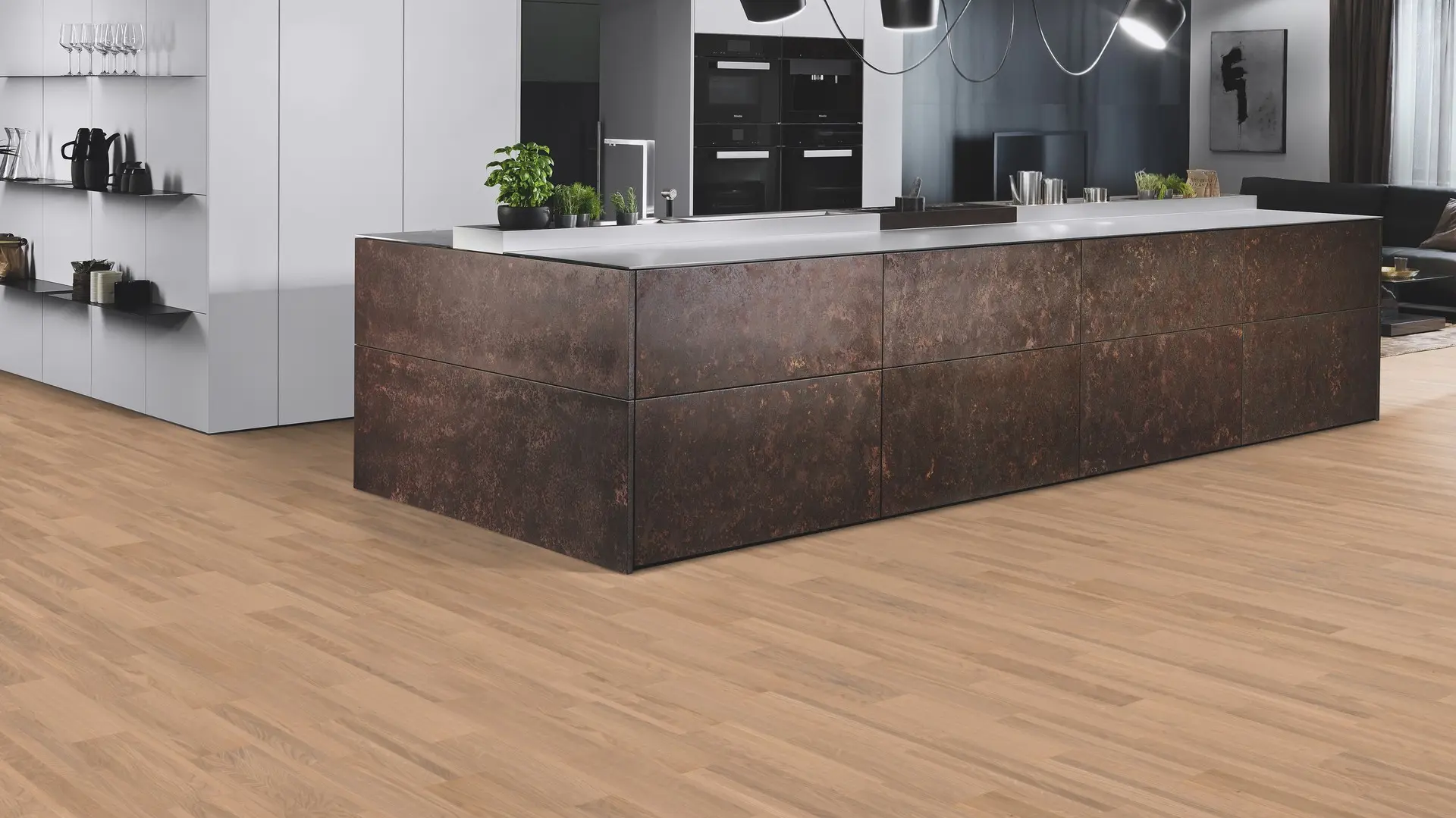Weitzer Parkett Strip 360 Eiche Kaschmir ruhig Fischgrät 90° ProActive+ Links