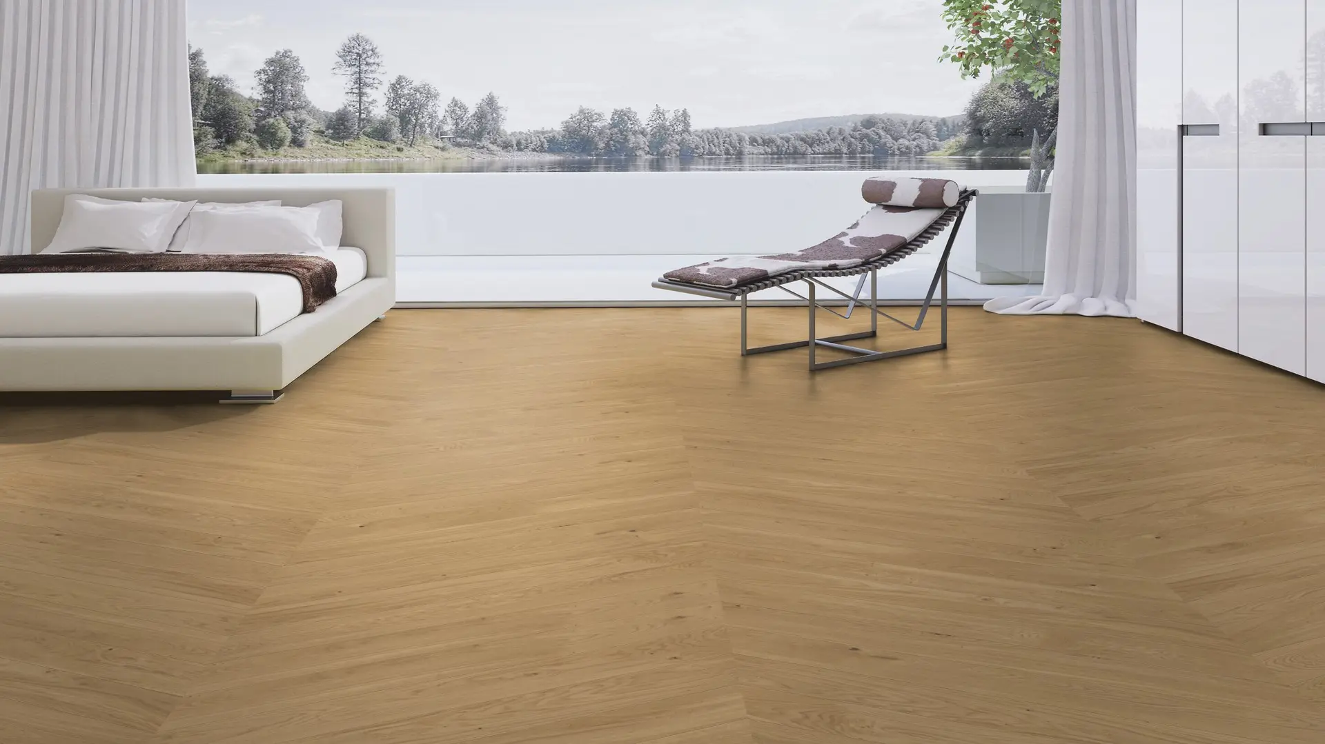 Weitzer Parkett Diele 1000 Eiche Pure lebhaft Französisch Fischgrät 60° ProVital finish (geölt) – Bild 4