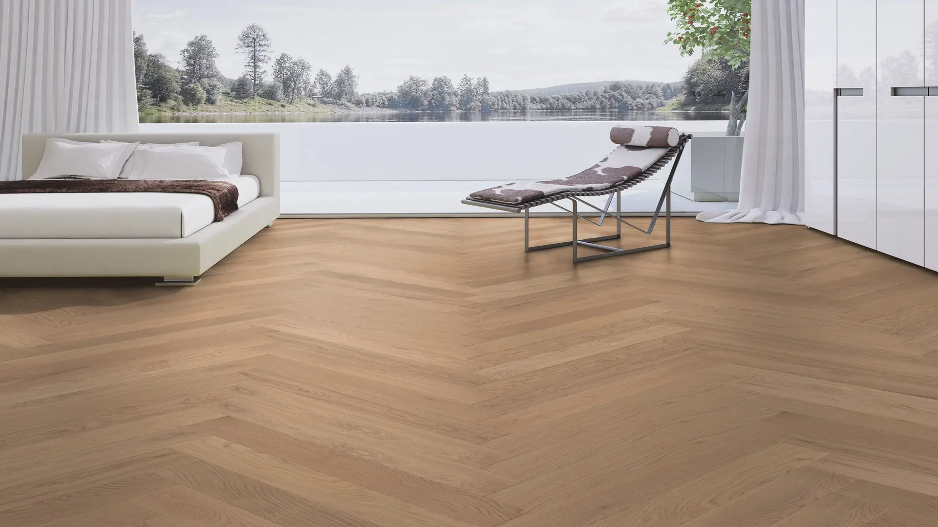 Weitzer Parkett Diele 1000 Eiche Kaschmir ruhig Fischgrät 90° ProVital finish (geölt) – Bild 3