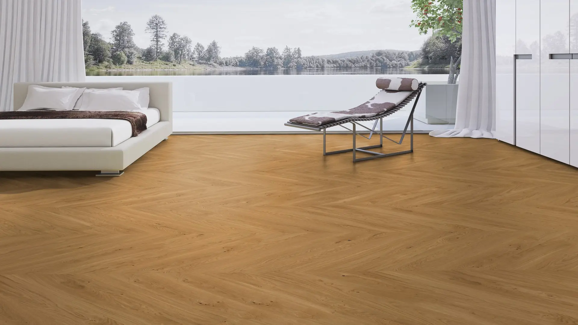 Weitzer Parkett Diele 1000 Eiche Natur lebhaft Französisch Fischgrät 45° ProActive+ (lackiert) – Bild 4
