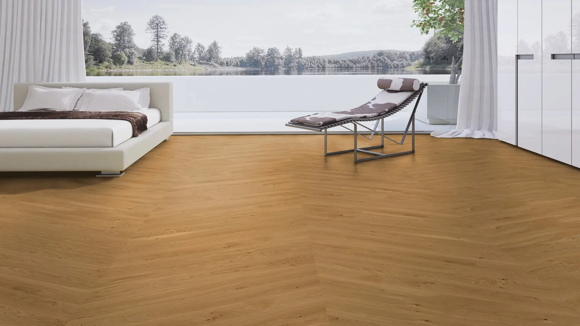 Weitzer Parkett Diele 1000 Eiche Natur lebhaft Französisch Fischgrät 60° ProActive+ (lackiert) – Bild 4