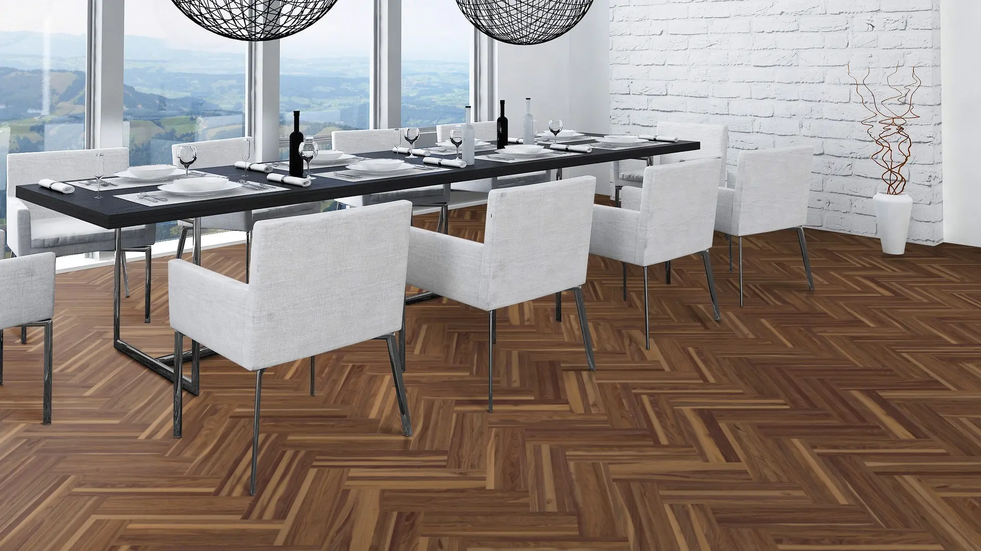 Weitzer Parkett Strip 360 Nussbaum Natur lebhaft bunt Fischgrät 90° ProActive+ (lackiert) – Bild 6