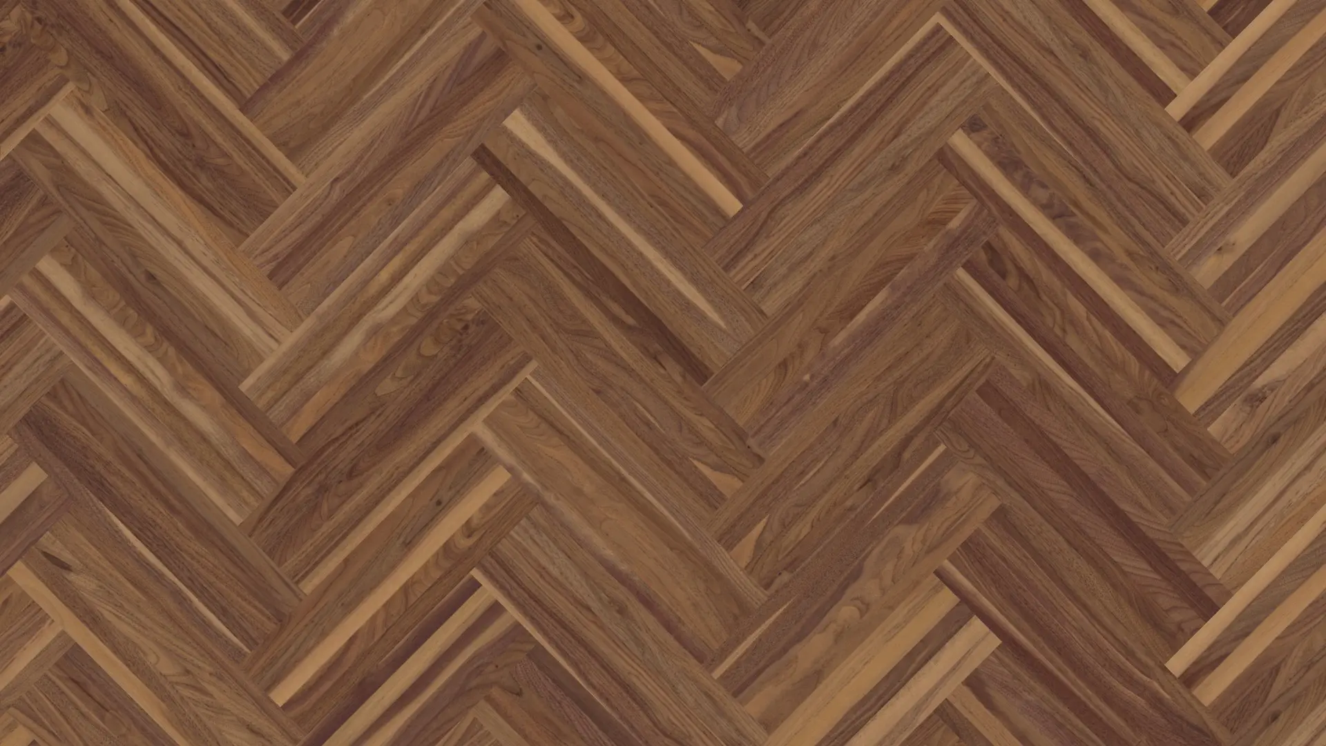 Weitzer Parkett Strip 360 Nussbaum Natur lebhaft bunt Fischgrät 90° ProActive+ (lackiert)