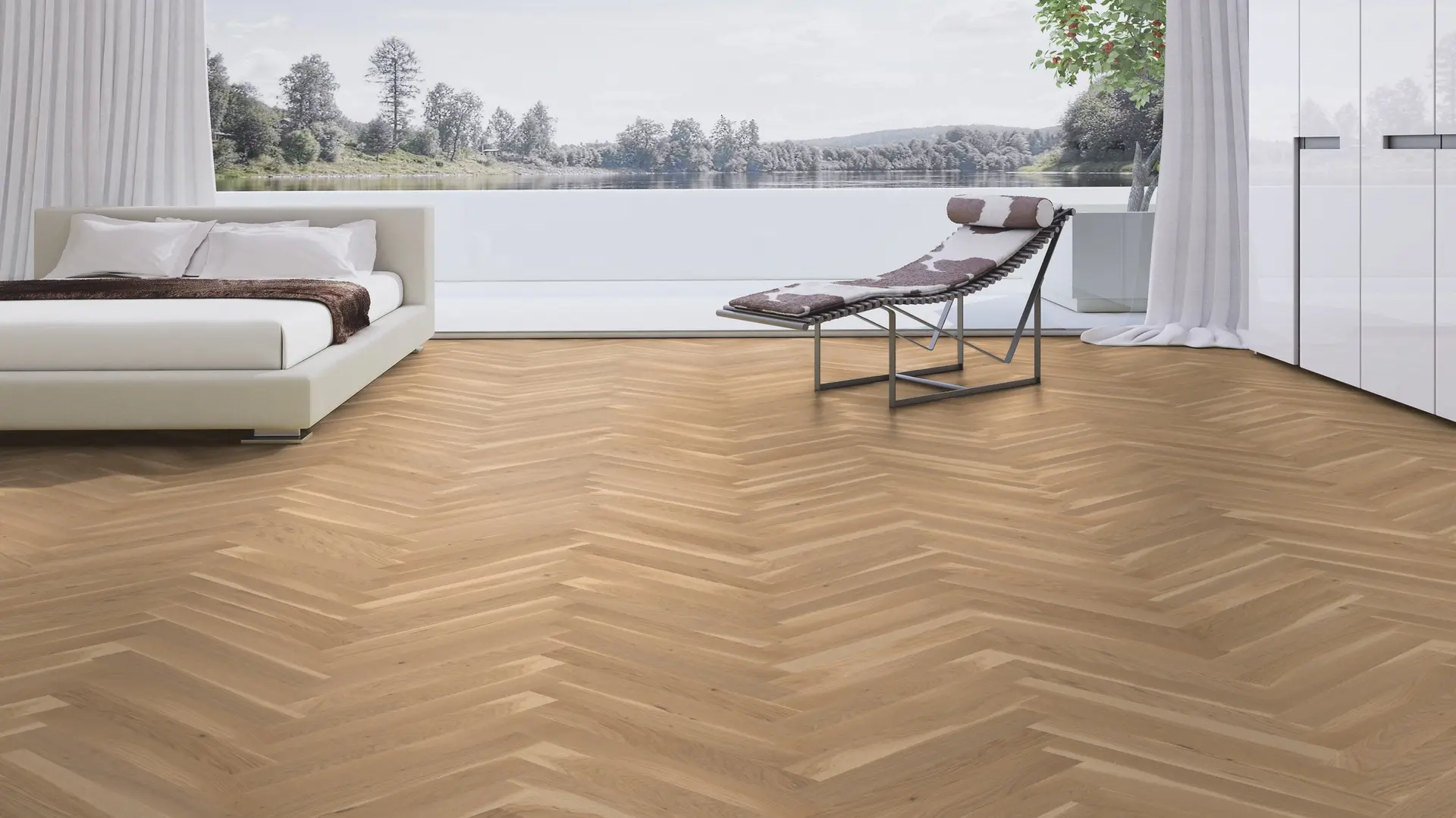 Weitzer Parkett Stab 500 Eiche Kaschmir lebhaft bunt Fischgrät 90° ProActive+ (lackiert) – Bild 3