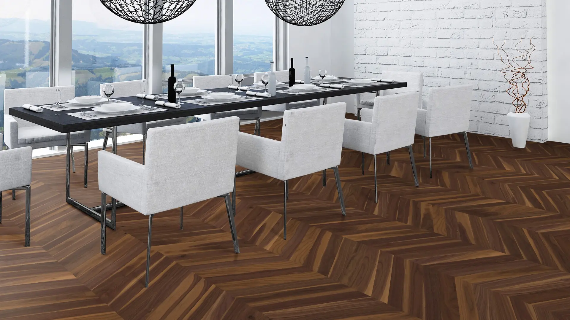Weitzer Parkett Stab 500 Nussbaum Natur lebhaft bunt Französisch Fischgrät 60° ProActive+ (lackiert) – Bild 5