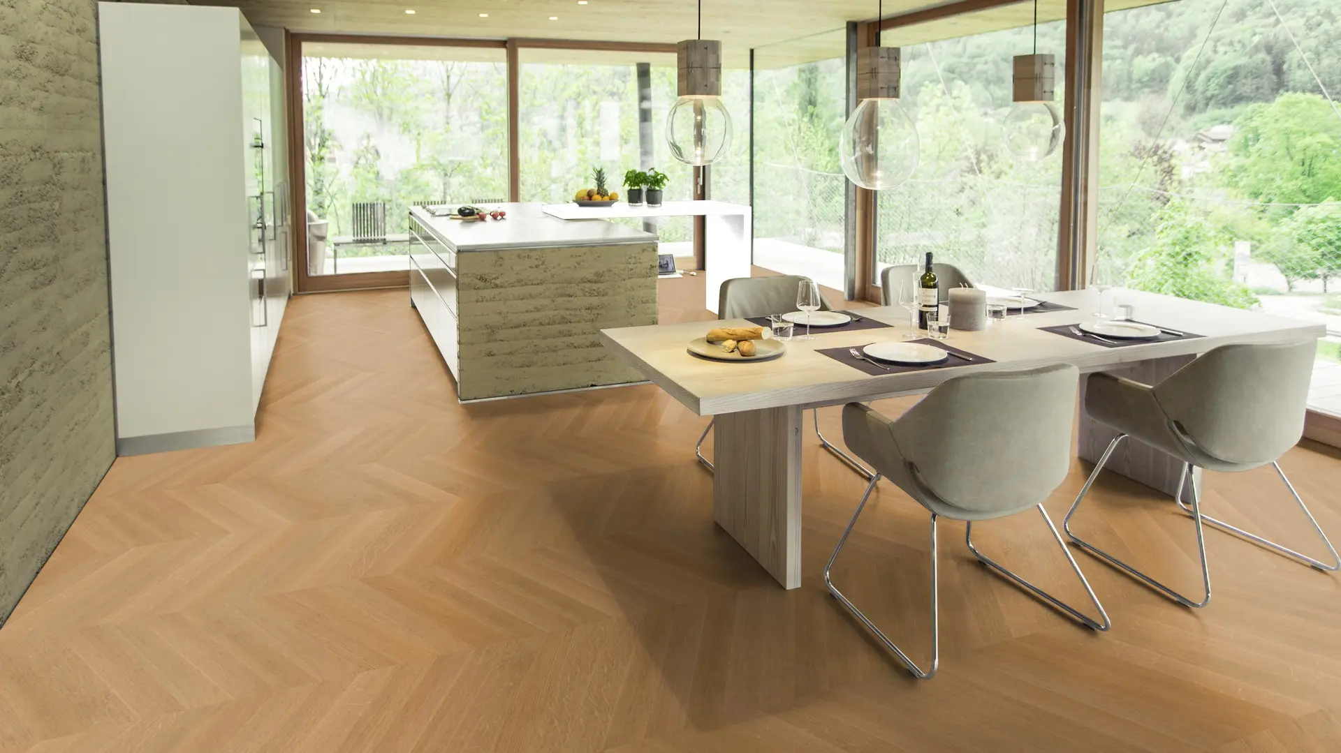 Weitzer Parkett Stab 500 Eiche Natur exquisit Französisch Fischgrät 60° ProActive+ (lackiert) – Bild 4