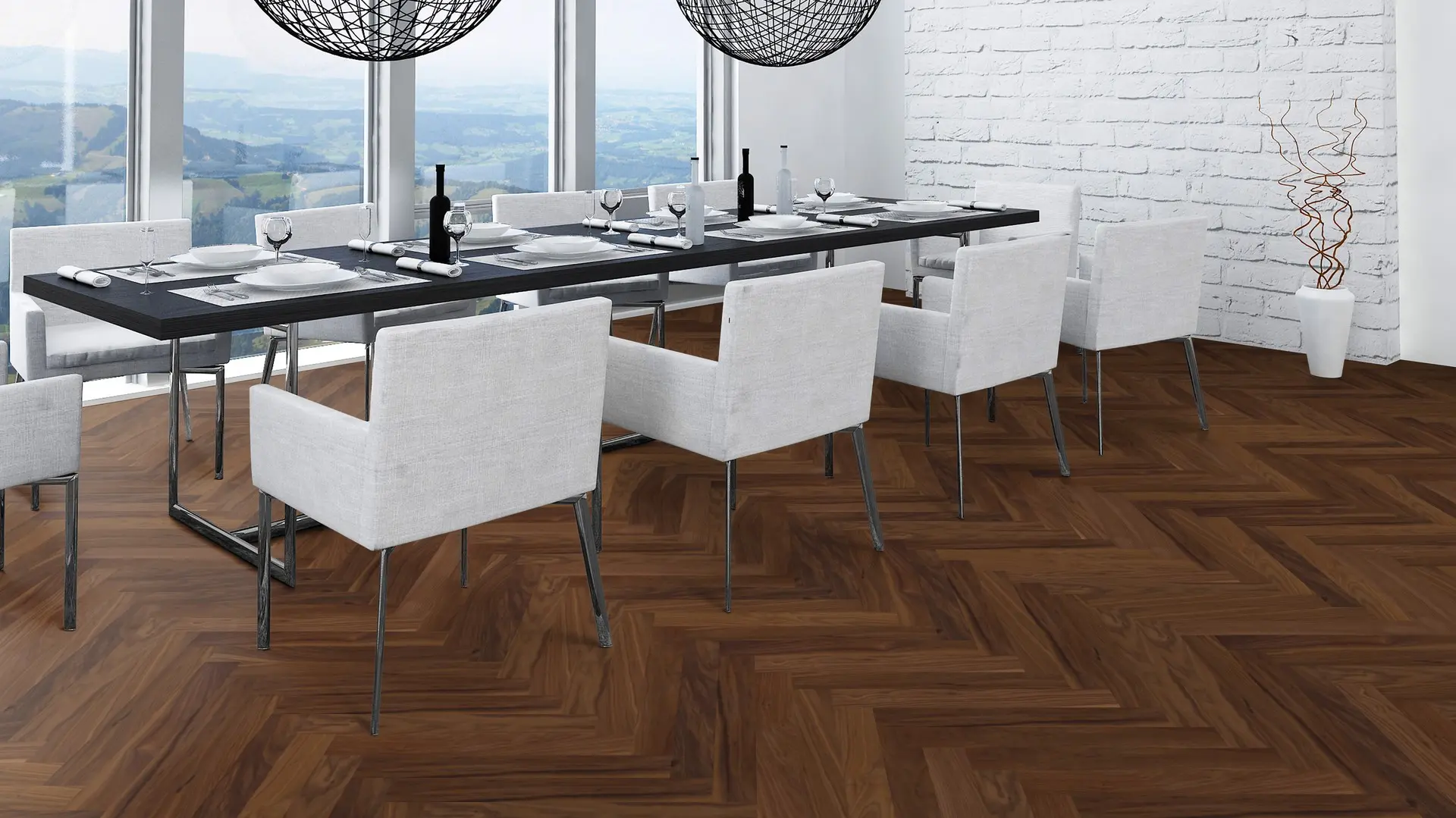 Weitzer Parkett Stab 500 Nussbaum Natur lebhaft bunt Fischgrät 90° ProActive+ (lackiert) – Bild 5