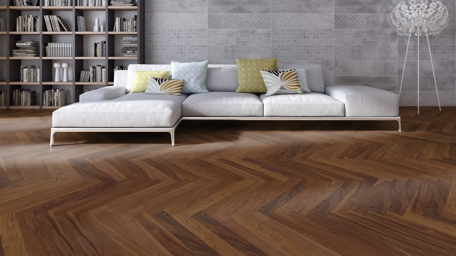 Weitzer Parkett Stab 500 Nussbaum Natur lebhaft bunt Fischgrät 90° ProActive+ (lackiert) – Bild 2