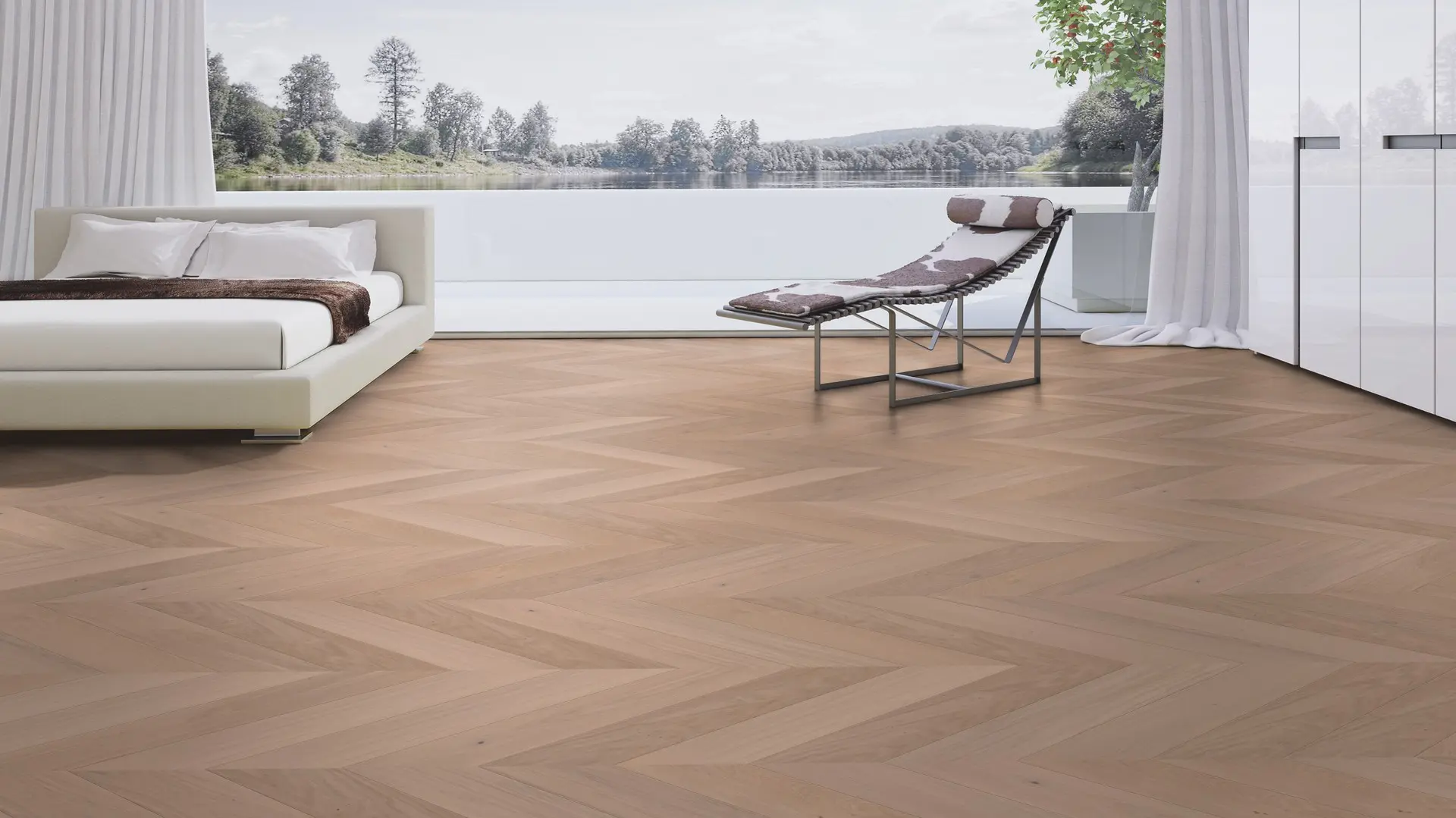 Weitzer Parkett Stab 750 Eiche Kaschmir lebhaft Französisch Fischgrät 45° ProVital finish (geölt) – Bild 3