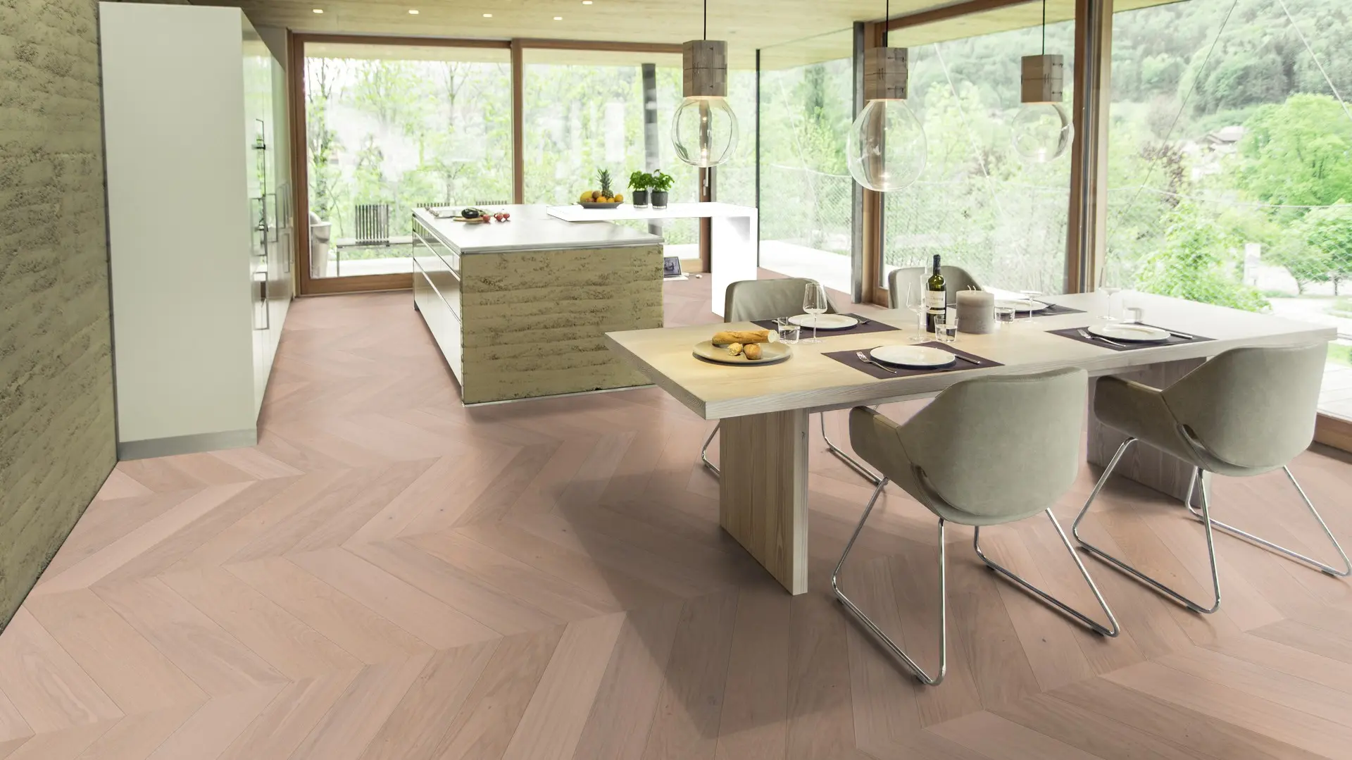 Weitzer Parkett Stab 750 Eiche Kaschmir lebhaft Französisch Fischgrät 60° ProVital finish (geölt) – Bild 4