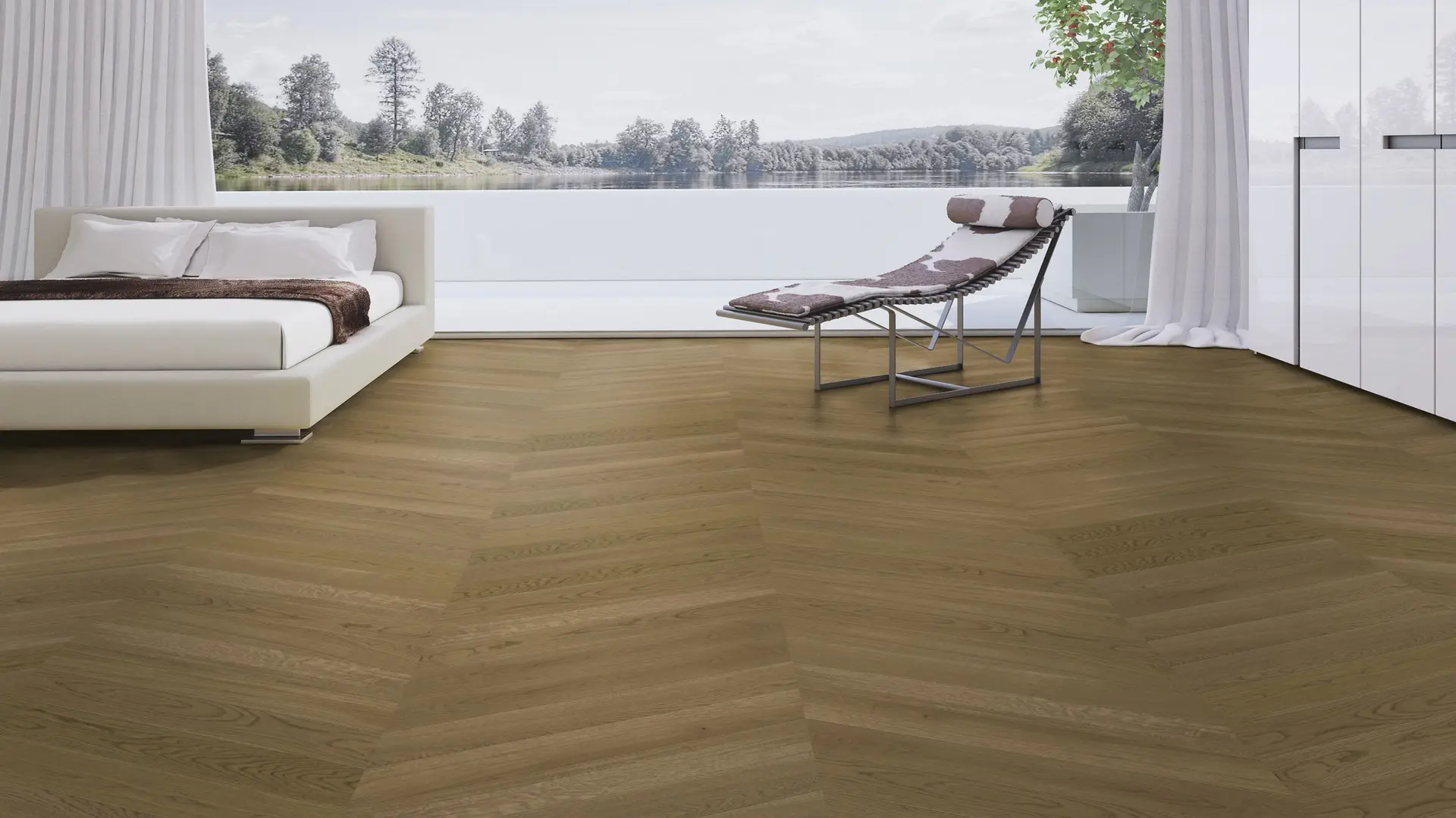 Weitzer Parkett Stab 750 Eiche Mandel lebhaft bunt Französisch Fischgrät 60° ProVital finish (geölt) – Bild 3