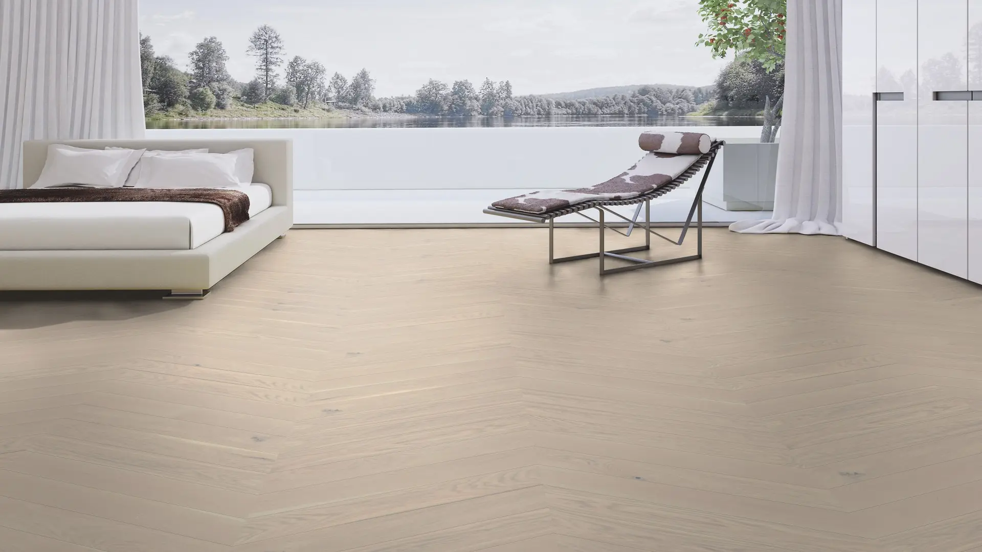 Weitzer Parkett Stab 750 Eiche Polar lebhaft bunt Französisch Fischgrät 60° ProVital finish (geölt) – Bild 3