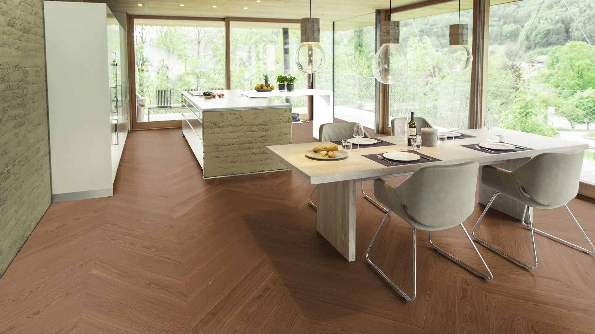 Weitzer Parkett Stab 750 Eiche Amber ruhig Französisch Fischgrät 45° ProVital finish (geölt) – Bild 5
