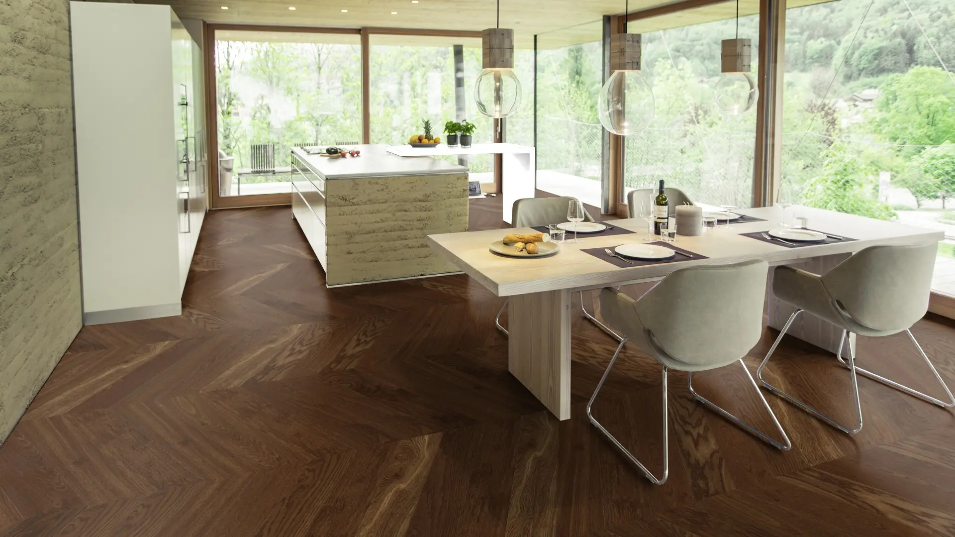 Weitzer Parkett Stab 750 Eiche Natur lebhaft Französisch Fischgrät 60° ProVital finish (geölt) – Bild 4