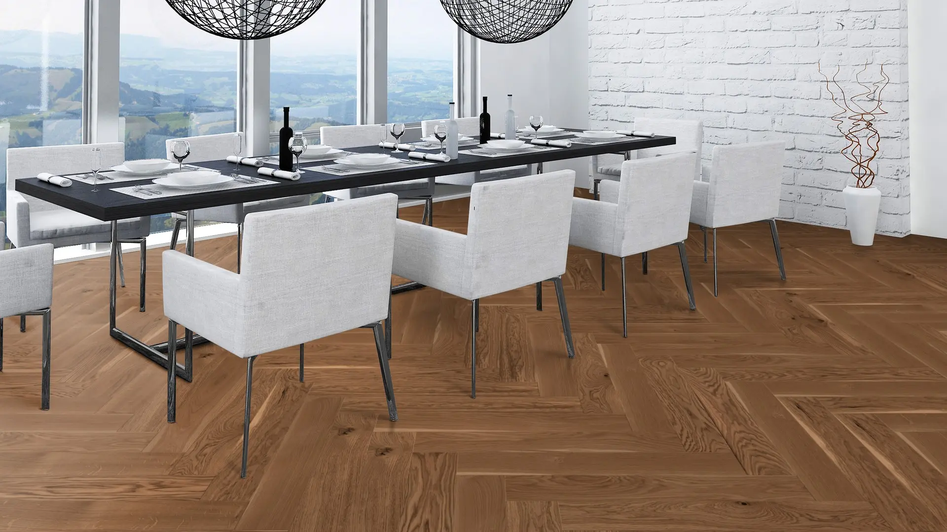 Weitzer Parkett Stab 750 Eiche Amber lebhaft bunt Fischgrät 90° ProActive+ (lackiert) – Bild 6