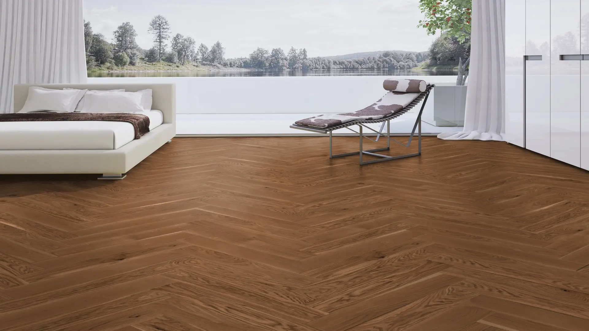 Weitzer Parkett Stab 750 Eiche Amber lebhaft bunt Fischgrät 90° ProActive+ (lackiert) – Bild 4