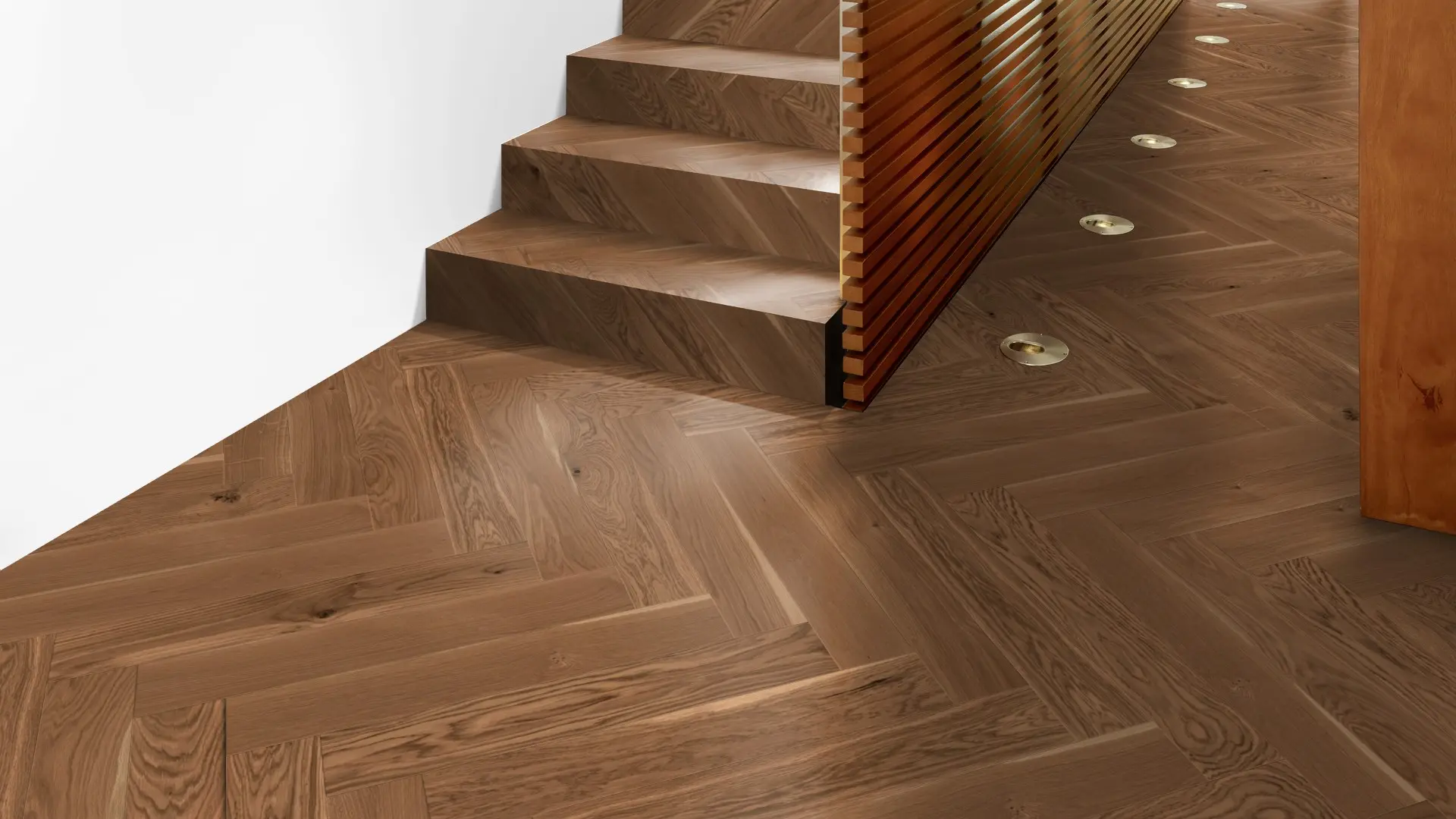 Weitzer Parkett Stab 750 Eiche Amber lebhaft bunt Fischgrät 90° ProVital finish (geölt) – Bild 7