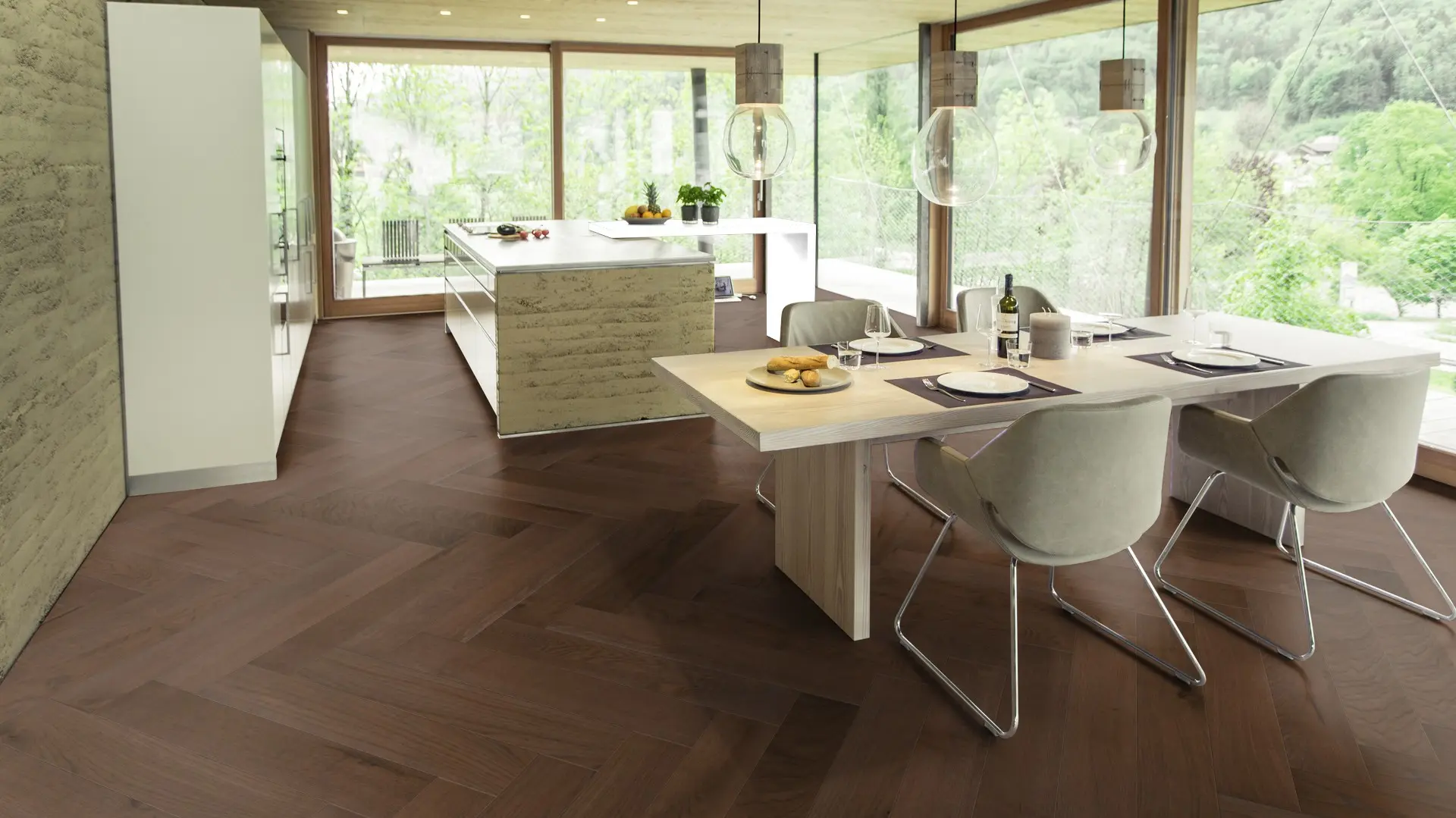 Weitzer Parkett Stab 750 Eiche Havanna lebhaft bunt Fischgrät 90° ProActive+ (lackiert) – Bild 5