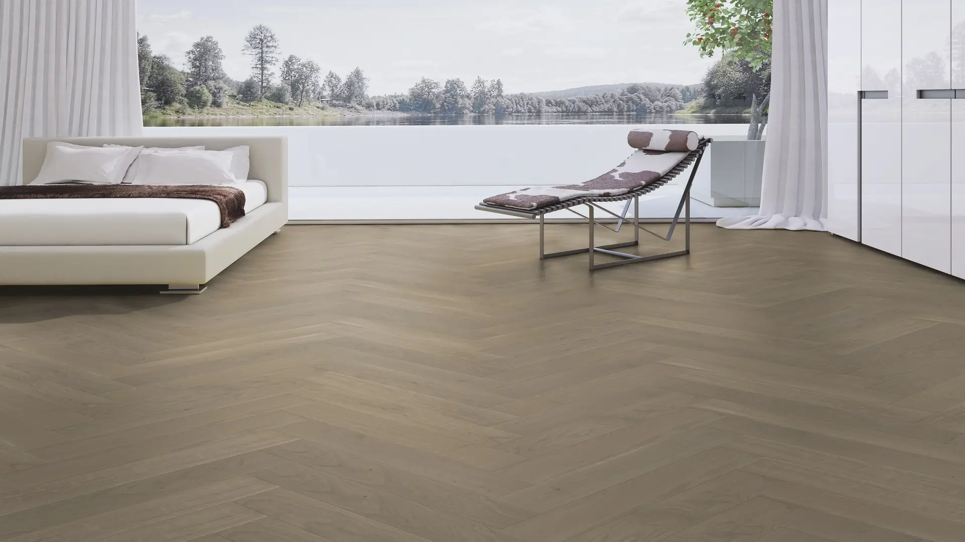 Weitzer Parkett Stab 750 Eiche Auster lebhaft bunt Fischgrät 90° ProActive+ (lackiert) – Bild 3