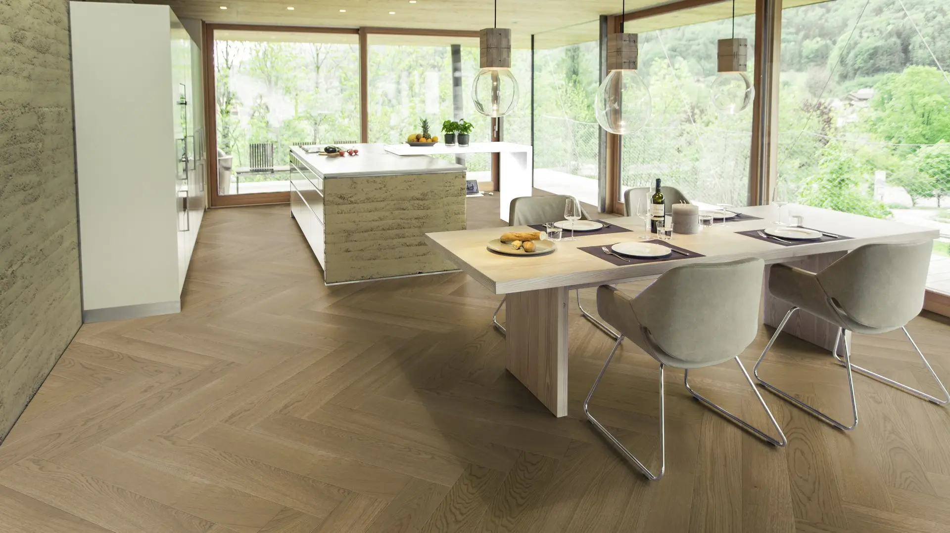 Weitzer Parkett Stab 750 Eiche Mandel lebhaft bunt Fischgrät 90° ProVital finish (geölt) – Bild 4