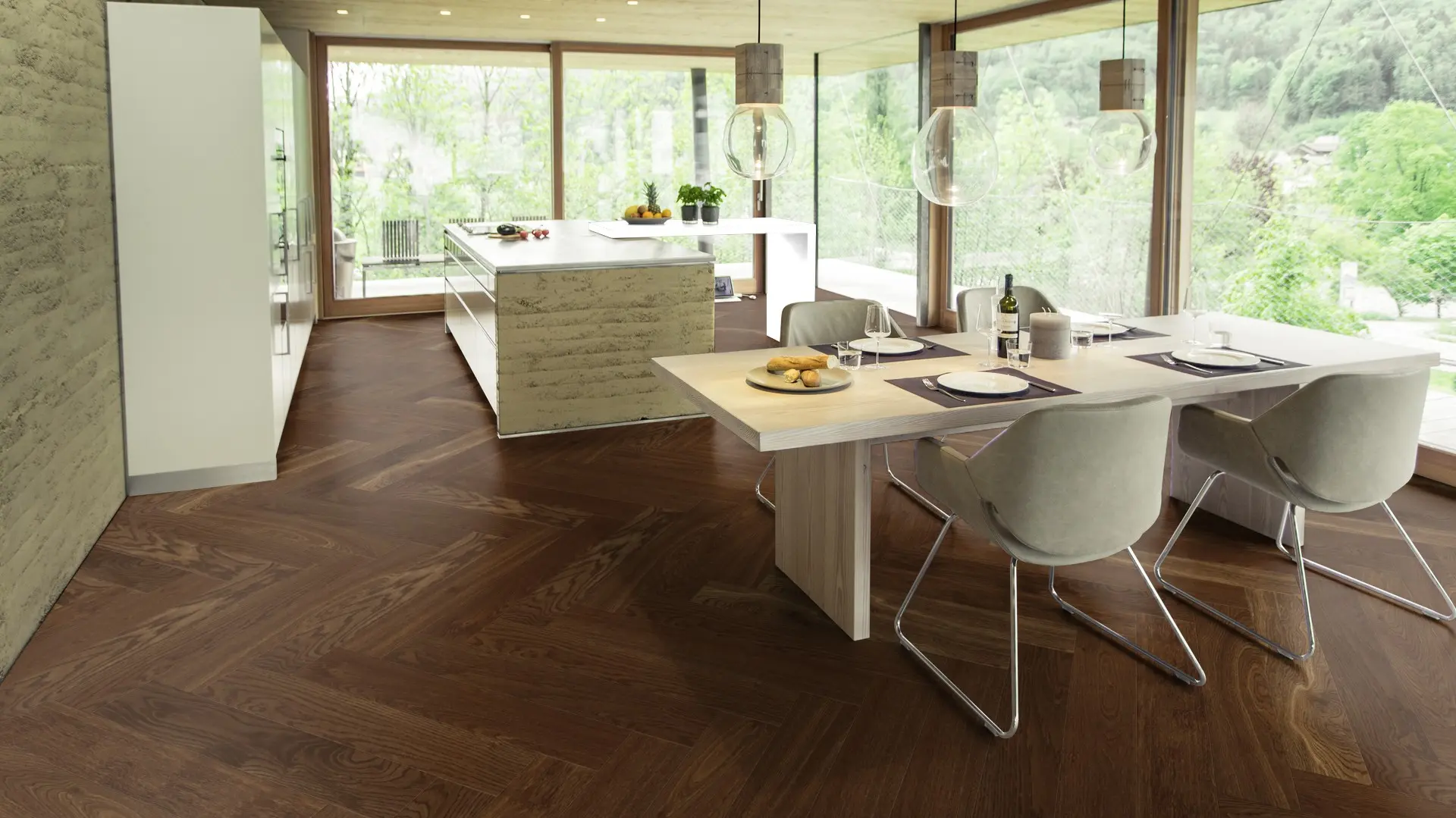 Weitzer Parkett Stab 750 Eiche Natur lebhaft Fischgrät 90° ProActive+ (lackiert) – Bild 4