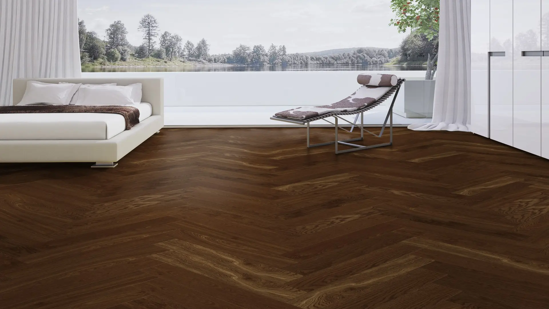 Weitzer Parkett Stab 750 Eiche Natur lebhaft Fischgrät 90° ProActive+ (lackiert) – Bild 3