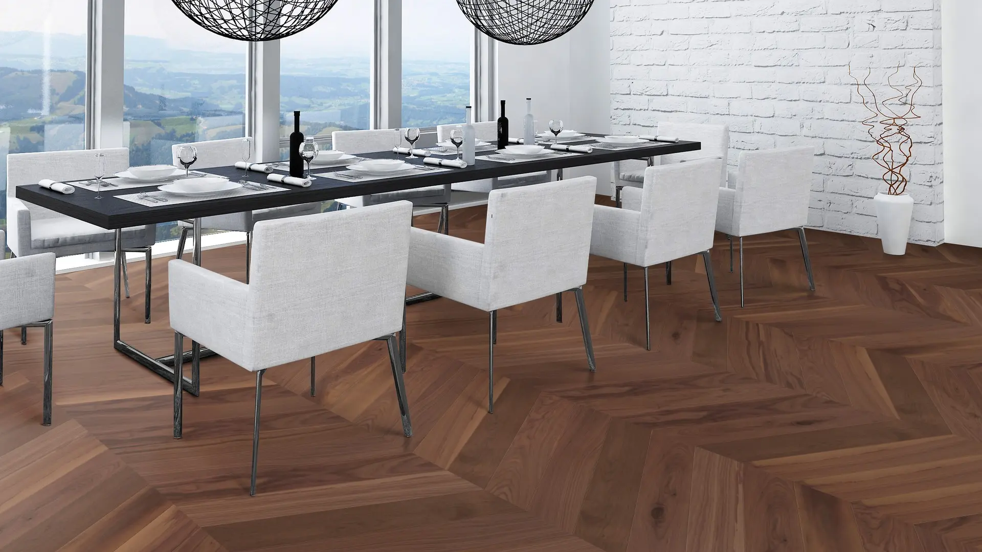 Weitzer Parkett Stab 750 Nussbaum Natur lebhaft bunt Französisch Fischgrät 60° ProVital finish (geölt) – Bild 5