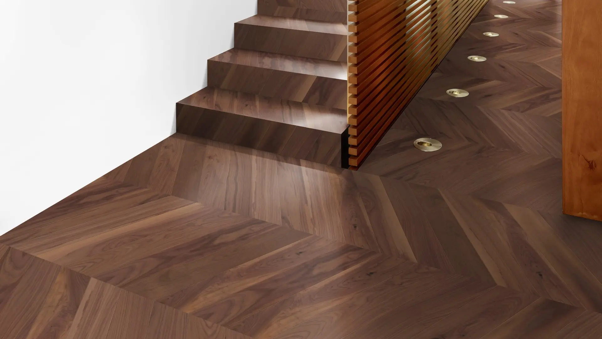 Weitzer Parkett Stab 750 Nussbaum Natur lebhaft bunt Französisch Fischgrät 60° ProVital finish (geölt) – Bild 6