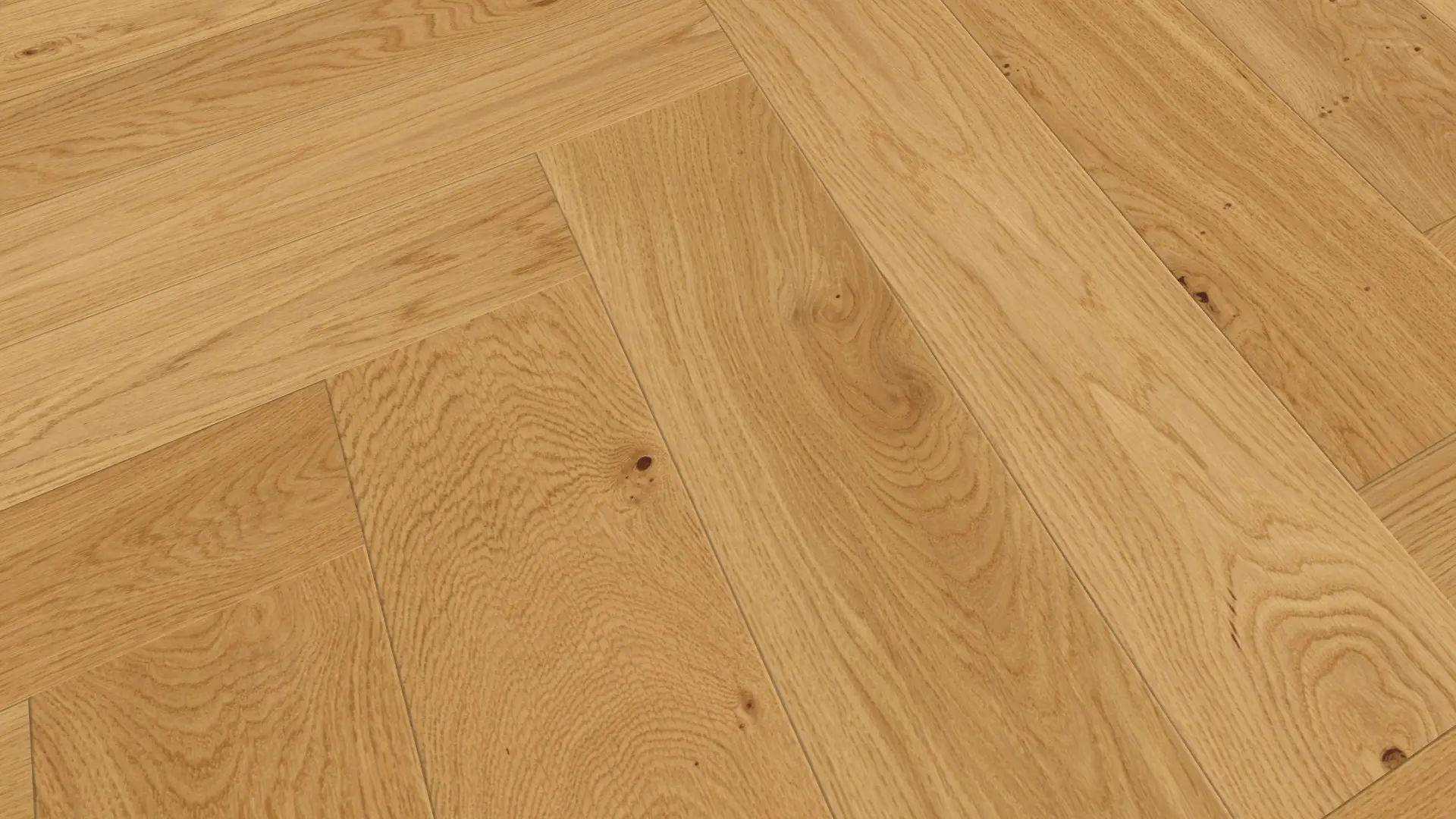 Weitzer Parkett Stab 750 Eiche Natur lebhaft Fischgrät 90° ProActive+ (lackiert) Rechte Stäbe