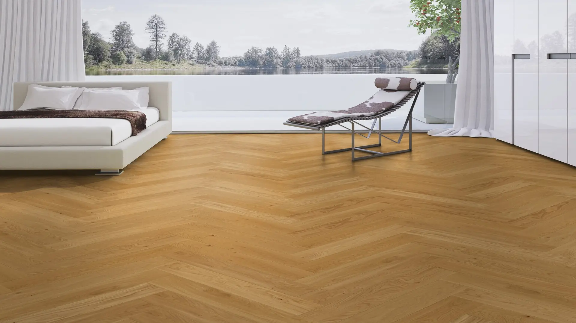 Weitzer Parkett Stab 750 Eiche Natur lebhaft Fischgrät 90° ProActive+ (lackiert) Rechte Stäbe – Bild 3