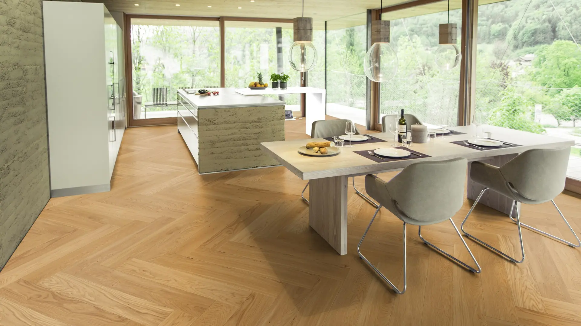 Weitzer Parkett Stab 750 Eiche Natur lebhaft Fischgrät 90° ProVital finish (geölt) Rechte Stäbe – Bild 4