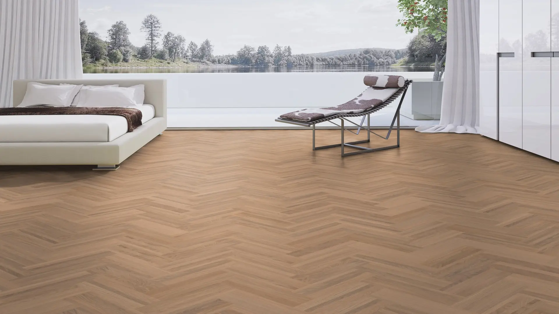 Weitzer Parkett Strip 360 Eiche Kaschmir ruhig Fischgrät 90° ProActive+ Links – Bild 4