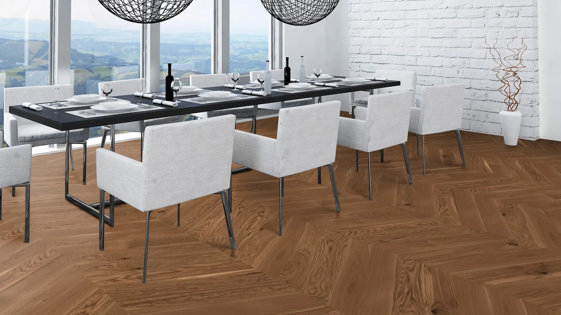 Weitzer Parkett Stab 750 Eiche Amber lebhaft bunt Französisch Fischgrät 60° ProActive+ (lackiert) – Bild 5