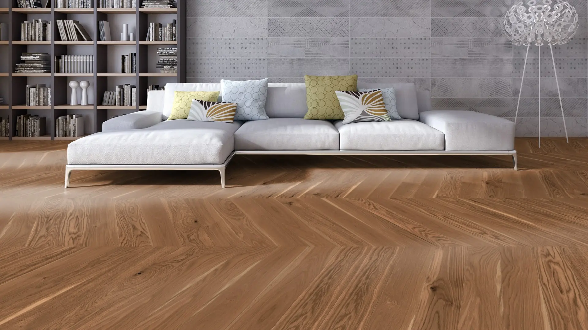 Weitzer Parkett Stab 750 Eiche Amber lebhaft bunt Französisch Fischgrät 60° ProActive+ (lackiert) – Bild 2