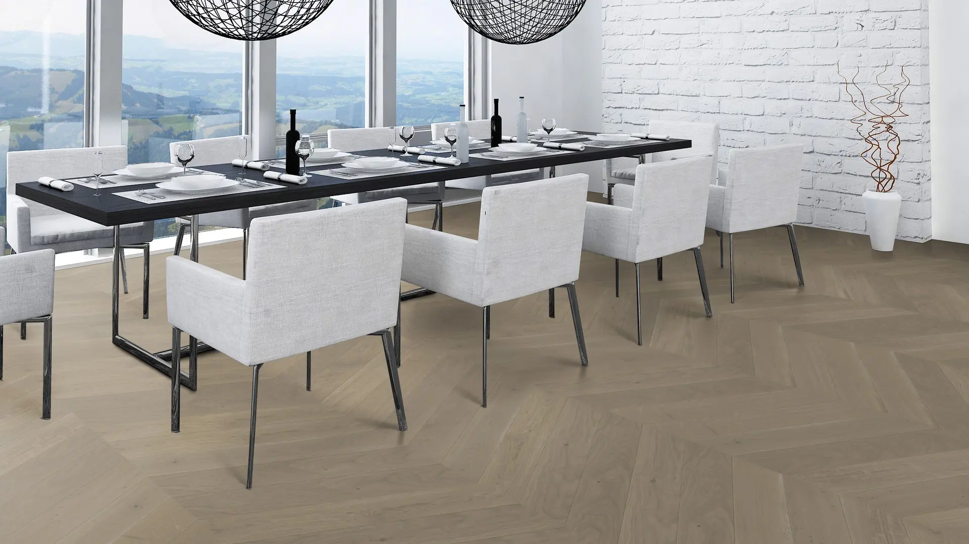 Weitzer Parkett Stab 750 Eiche Auster lebhaft bunt Französisch Fischgrät 60° ProActive+ (lackiert) – Bild 5