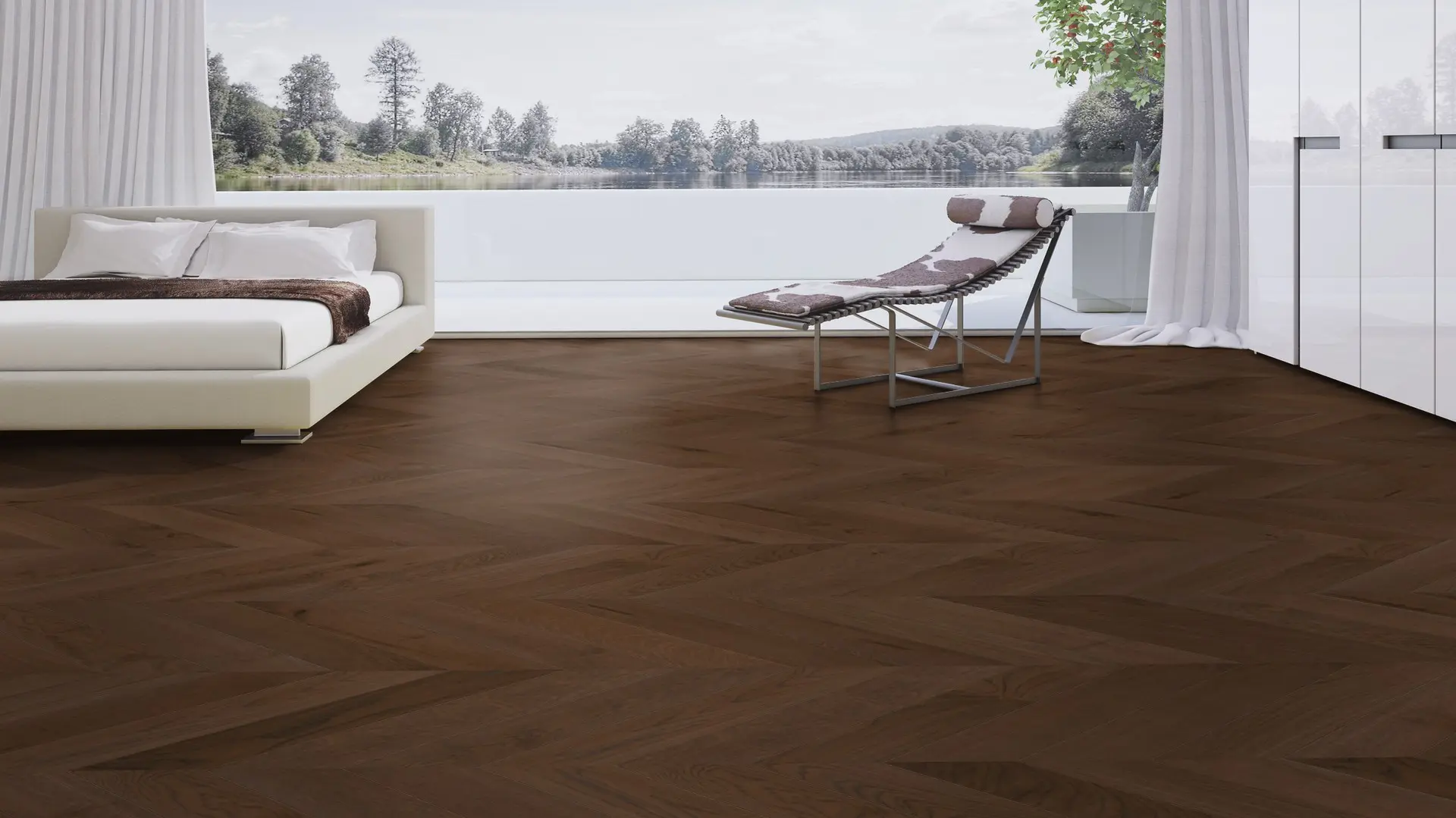 Weitzer Parkett Stab 750 Eiche Havanna lebhaft bunt Französisch Fischgrät 45° ProActive+ (lackiert) – Bild 3