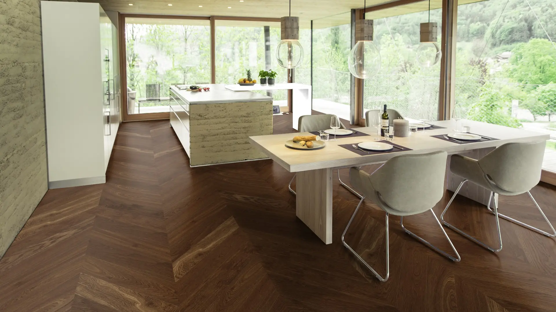 Weitzer Parkett Stab 750 Eiche Natur lebhaft Französisch Fischgrät 45° ProActive+ (lackiert) – Bild 4