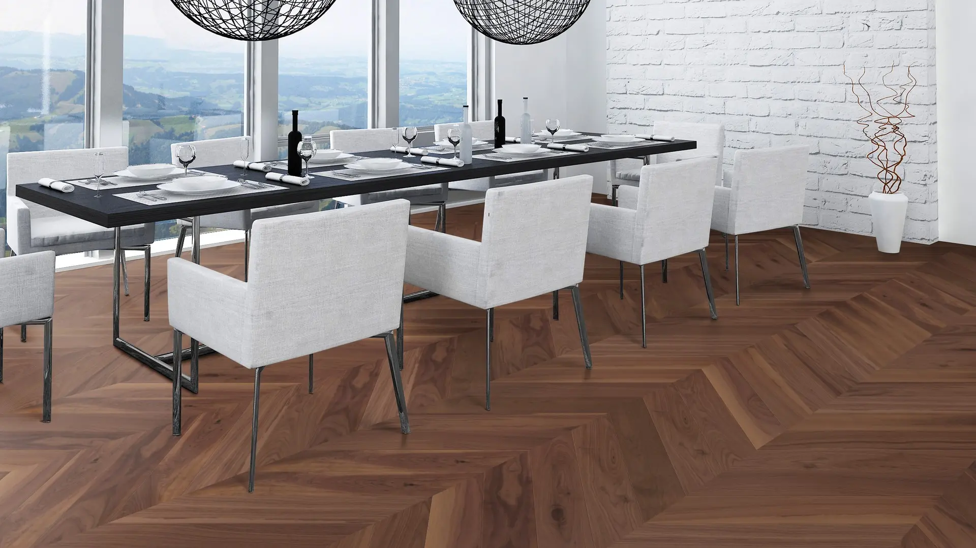 Weitzer Parkett Stab 750 Nussbaum Natur lebhaft bunt Französisch Fischgrät 45° ProActive+ (lackiert) – Bild 5