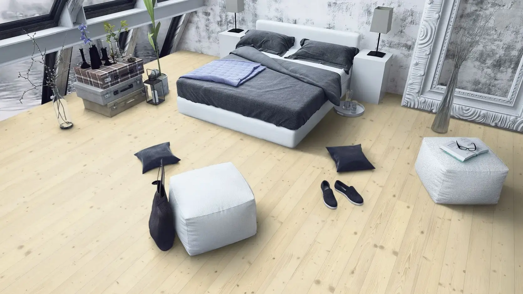 Admonter Parkett Landhausdiele Fichte weiß basic, gebürstet, gefast, geölt 2400 mm – Bild 3